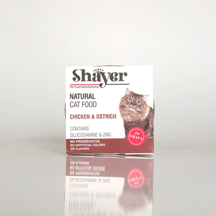 کنسرو گربه شایر با طعم مرغ و شتر مرغ 110 گرمی