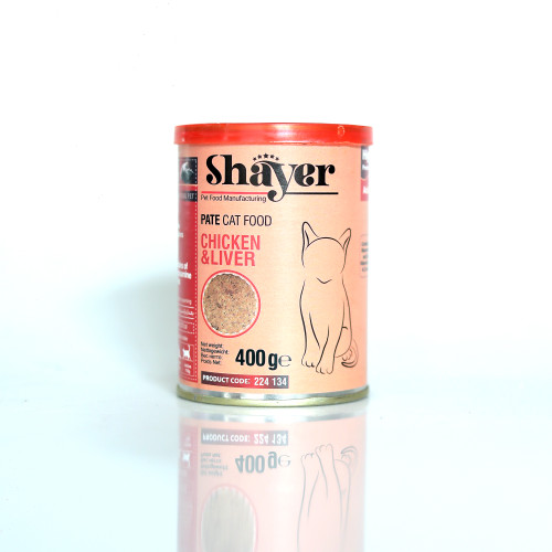 کنسرو گربه شایر پته با طعم مرغ و گوشت 400 گرمی