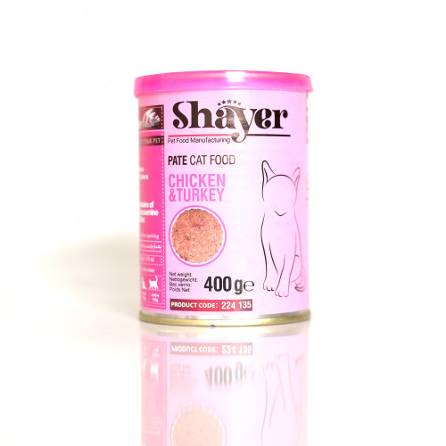 کنسرو گربه شایر پته با طعم مرغ و بوقلمون 400 گرمی